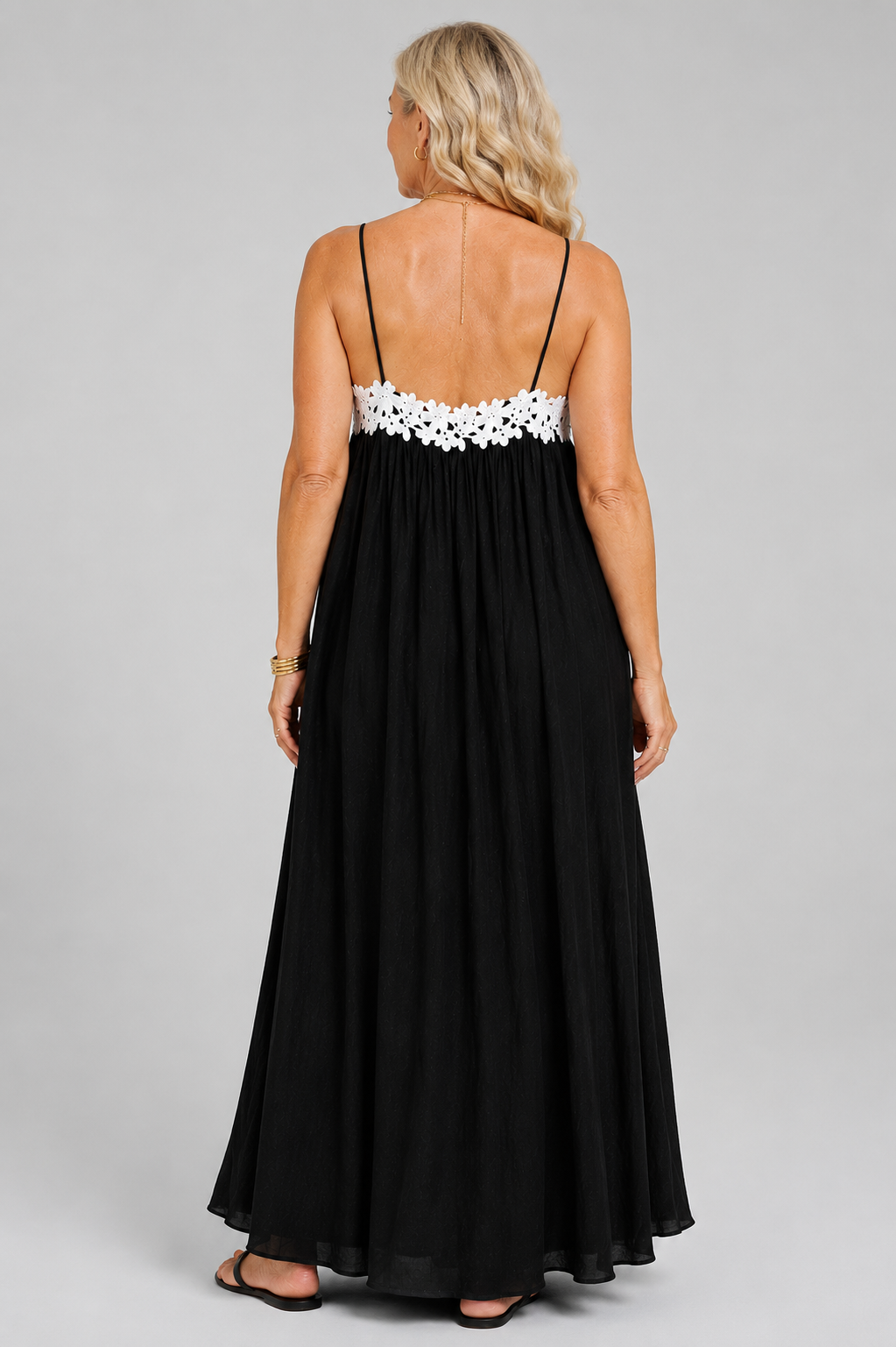Minimalist Long Dress with Lace Inserts