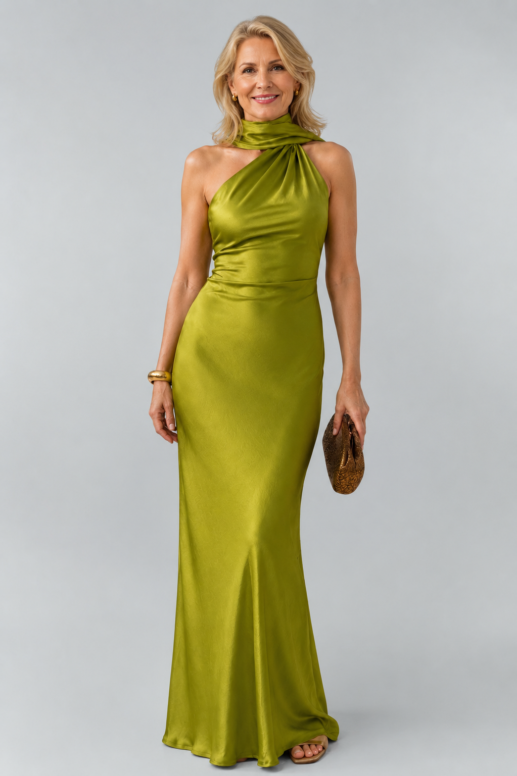 Monaco - Long Dress with Draped Neckline
