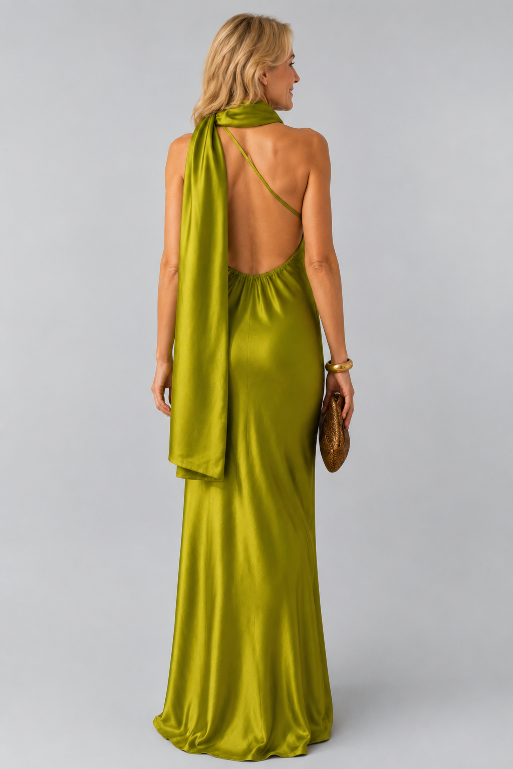 Monaco - Long Dress with Draped Neckline