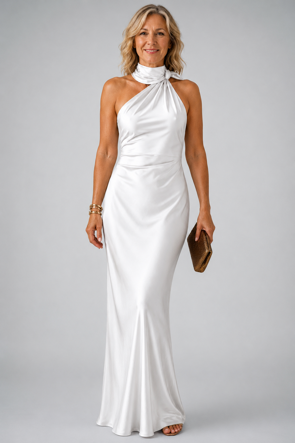 Monaco - Long Dress with Draped Neckline