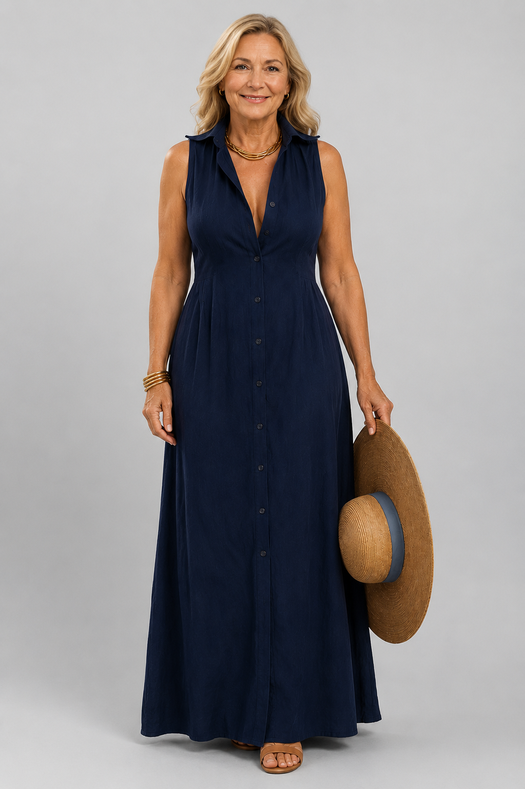 Long Sleeveless Shirt Dress