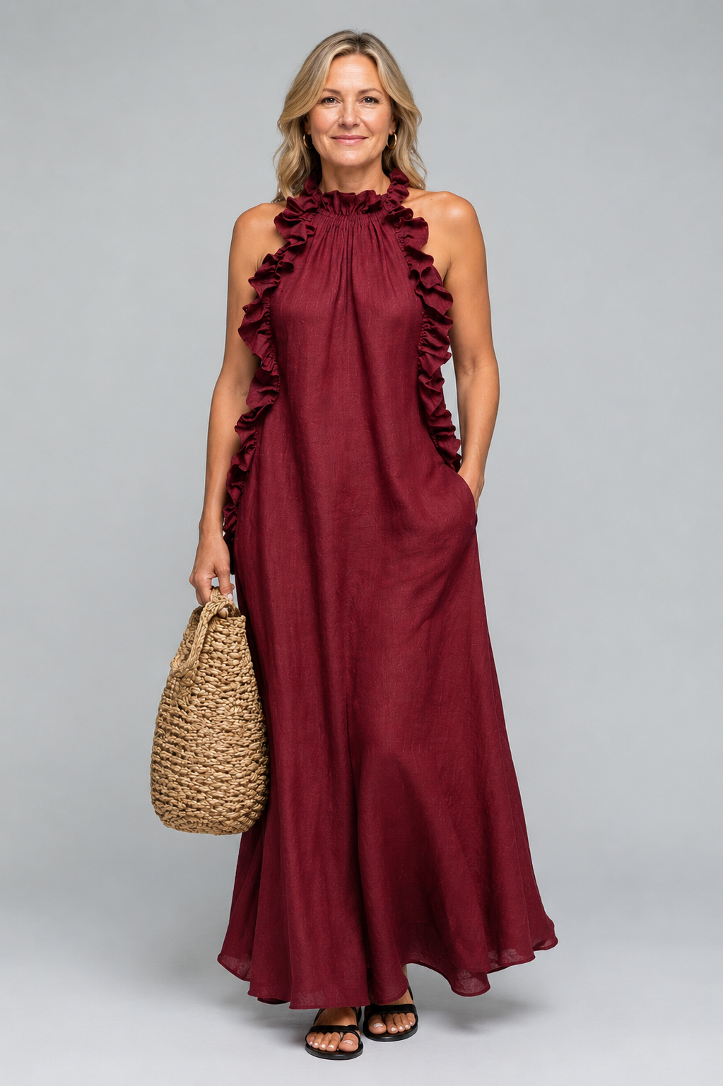 Elegant long dress with ruffles