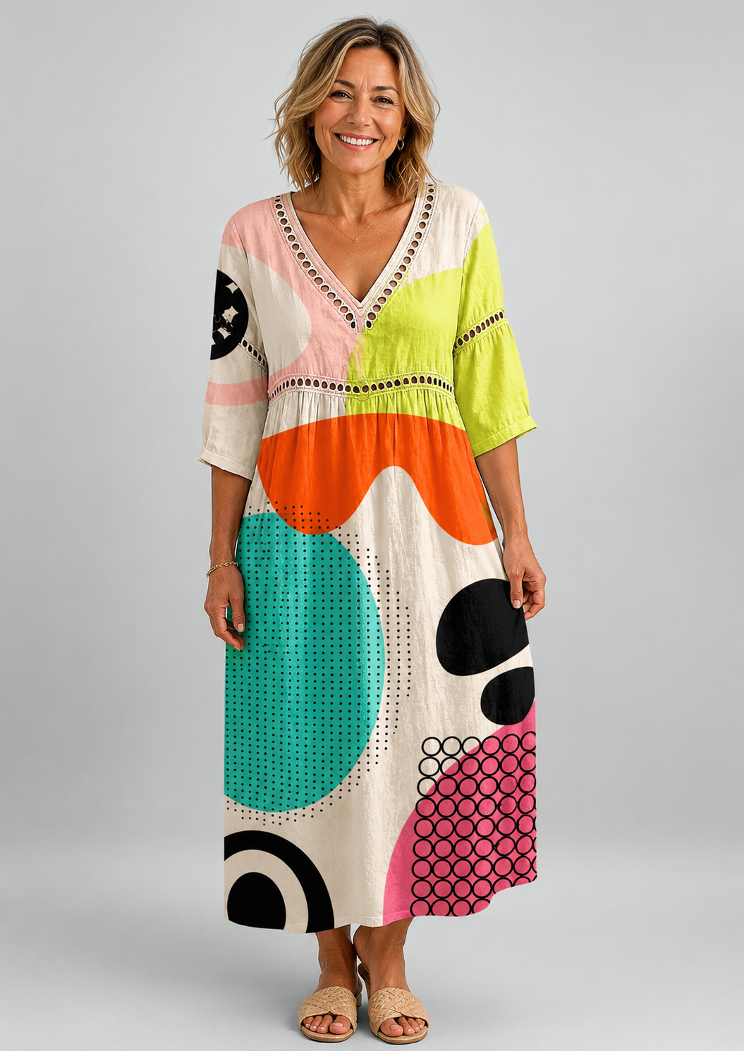 Colourful Abstract Print Beach Dress