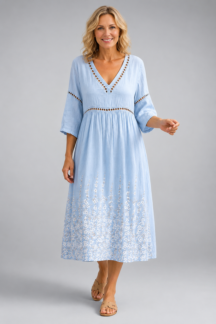 Soft Summer Midi Dress in Blue
