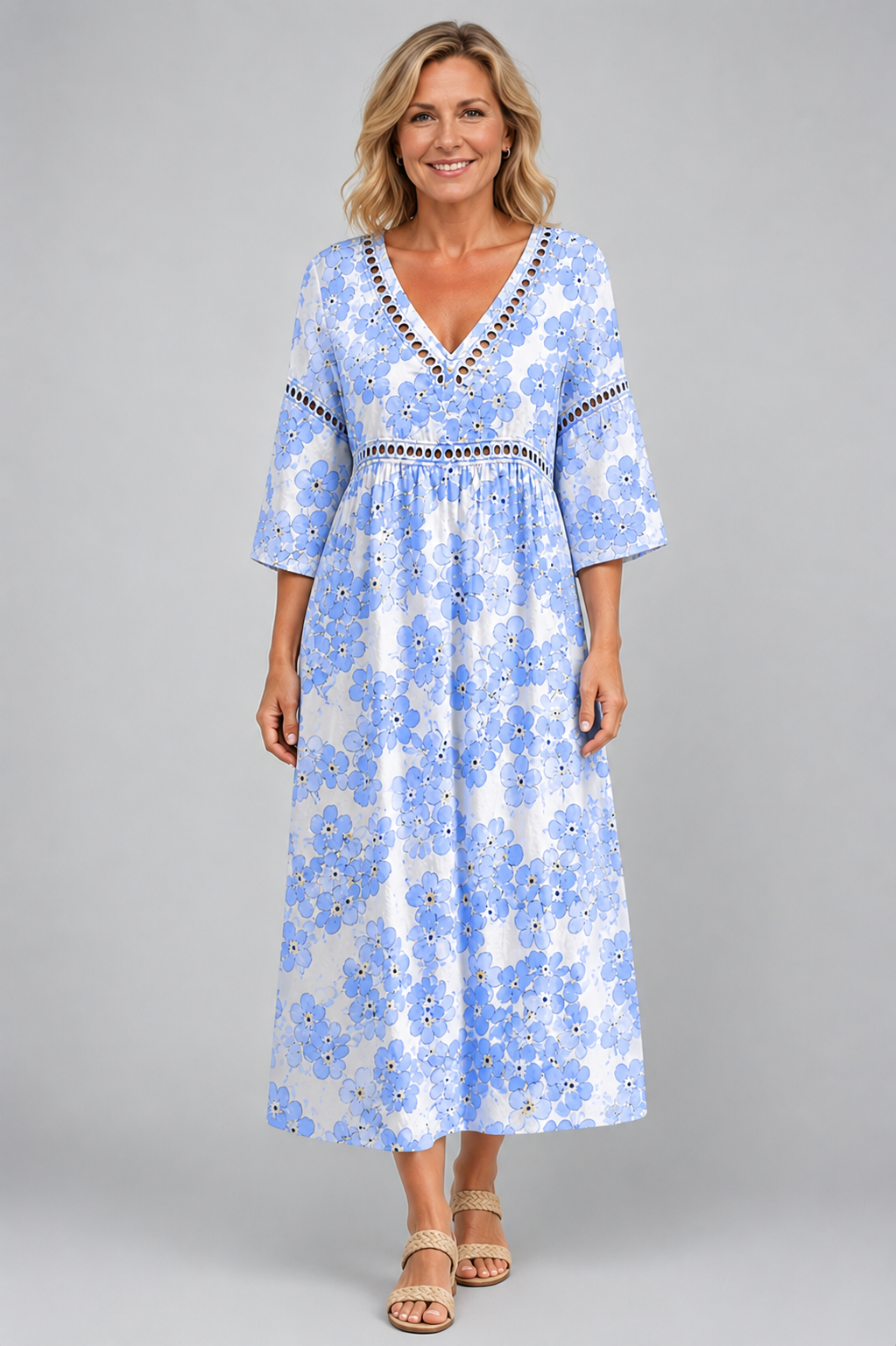 Delicate Blue Floral Beach Dress