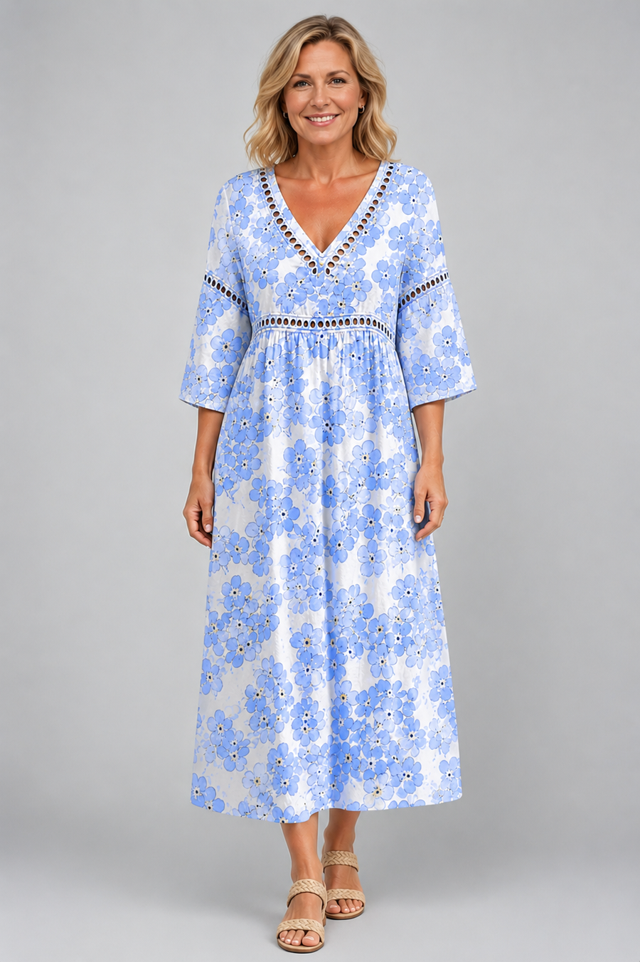 Delicate Blue Floral Beach Dress