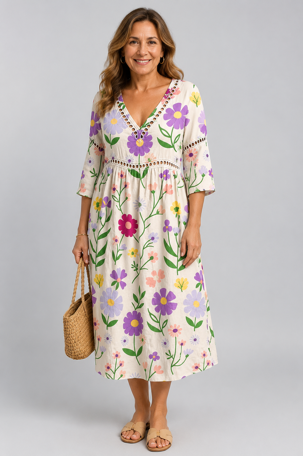Vibrant Floral Beach Dress