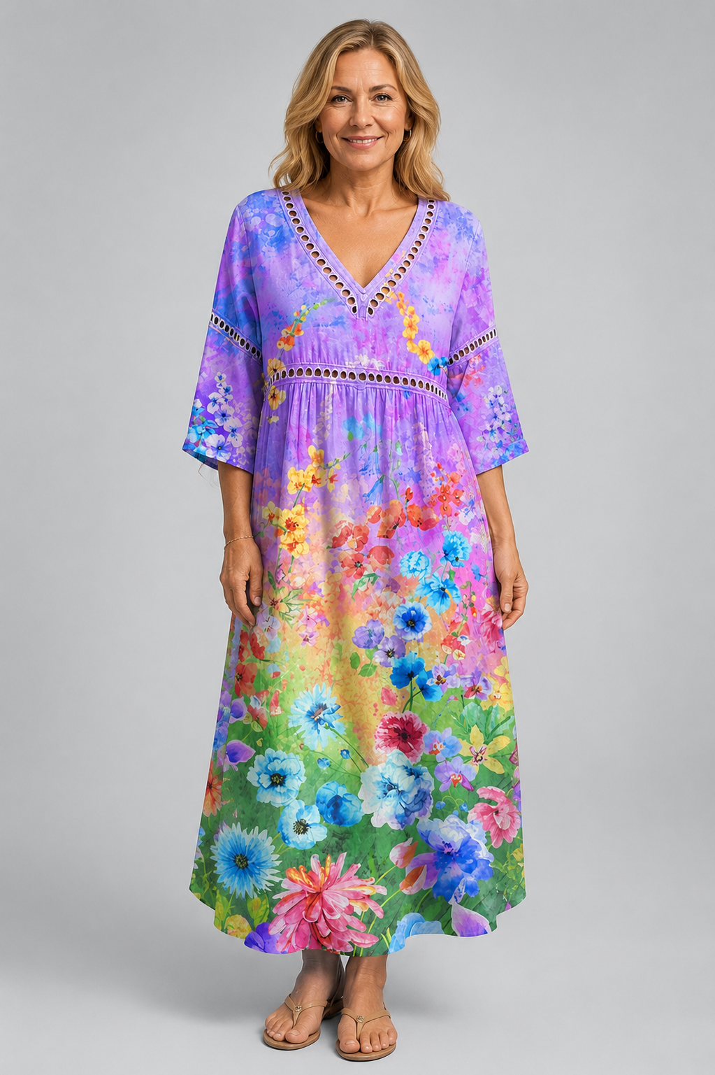 Beach Dress with Vibrant Flowers
