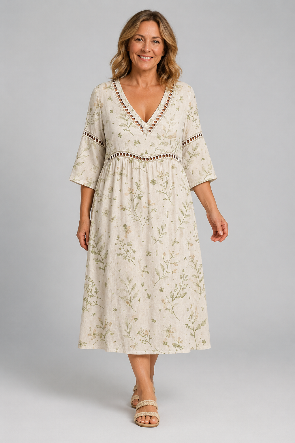 Beach Dress with Botanical Print