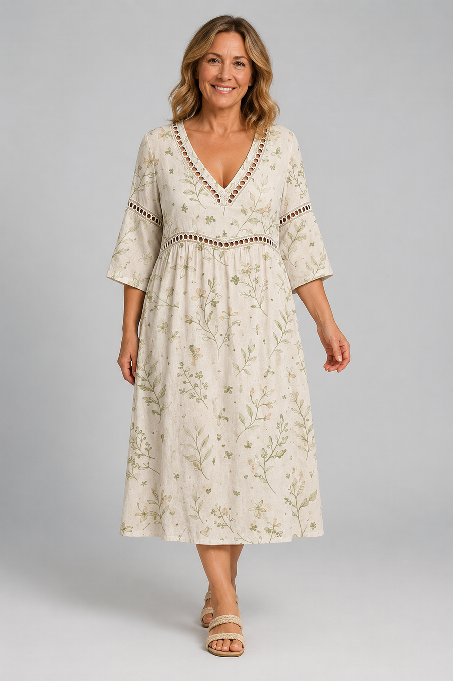Beach Dress with Botanical Print