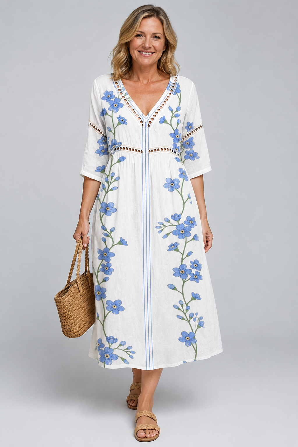 Soft Floral Midi Dress