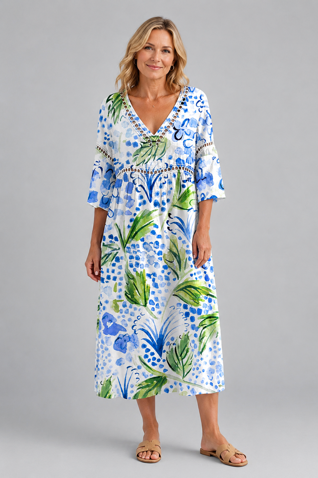 Beach Dress with Fresh Tropical Print