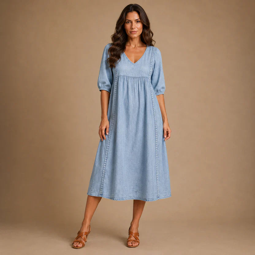 MARGOT | 3/4 Sleeve A Line Maxi Dress