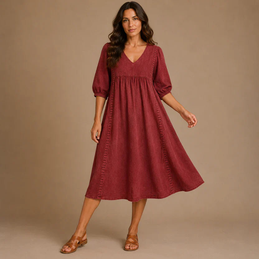 MARGOT | 3/4 Sleeve A Line Maxi Dress