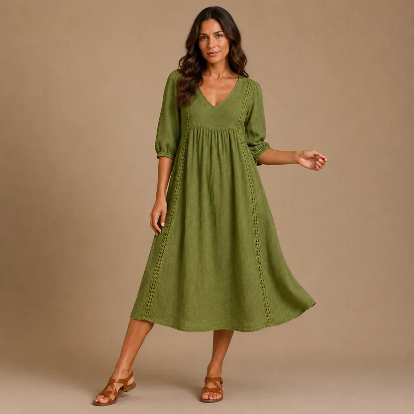 MARGOT | 3/4 Sleeve A Line Maxi Dress