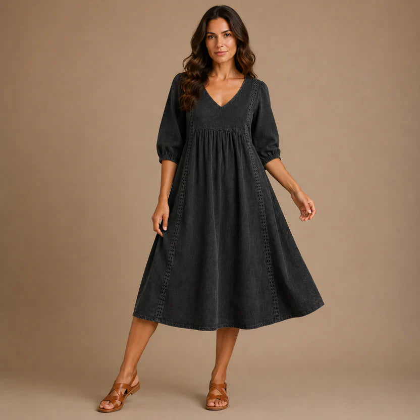 MARGOT | 3/4 Sleeve A Line Maxi Dress