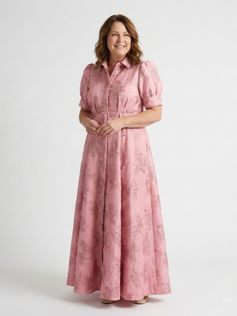 Xanthea | Cinched Floral Short-Sleeve Maxi Dress