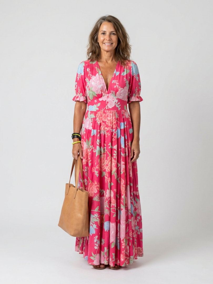 Ione | Floral Sleeveless V-Neck Midi Dress
