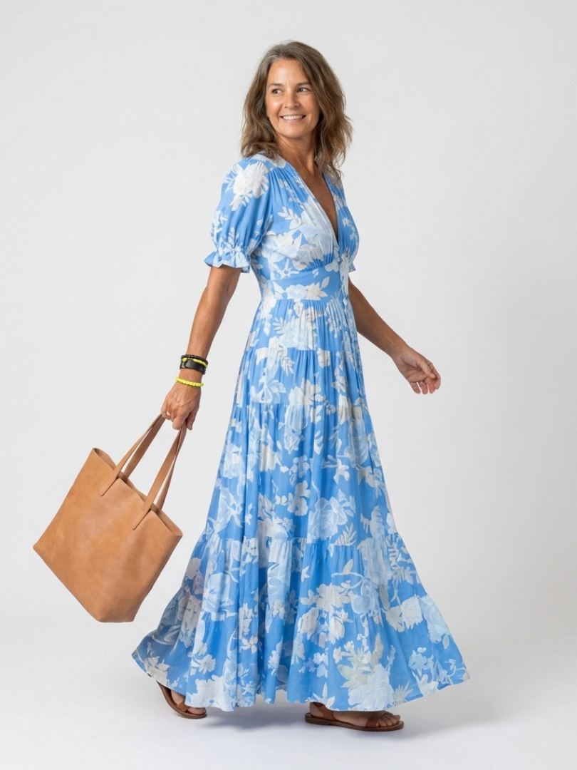 Ione | Floral Sleeveless V-Neck Midi Dress