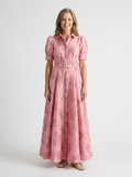 Xanthea | Cinched Floral Short-Sleeve Maxi Dress