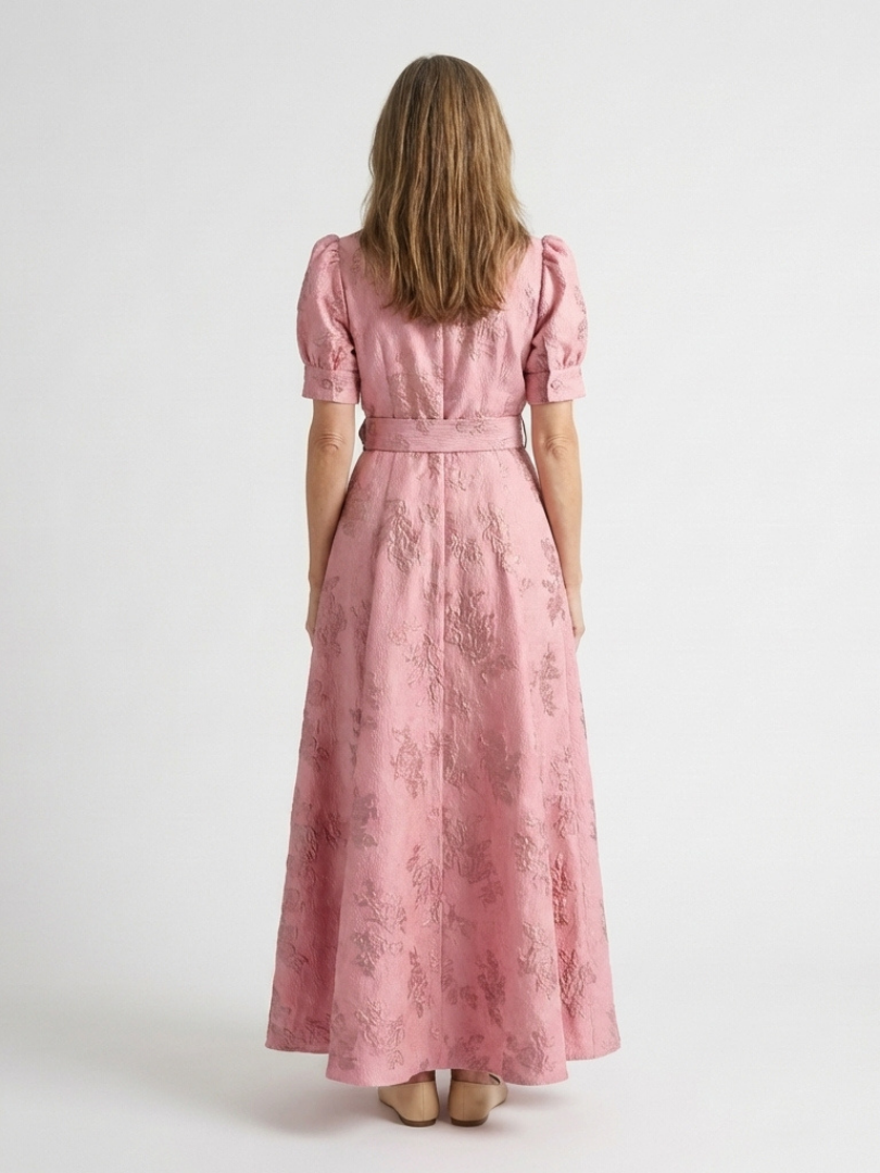 Xanthea | Cinched Floral Short-Sleeve Maxi Dress