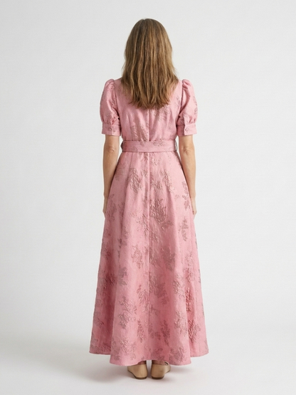 Xanthea | Cinched Floral Short-Sleeve Maxi Dress