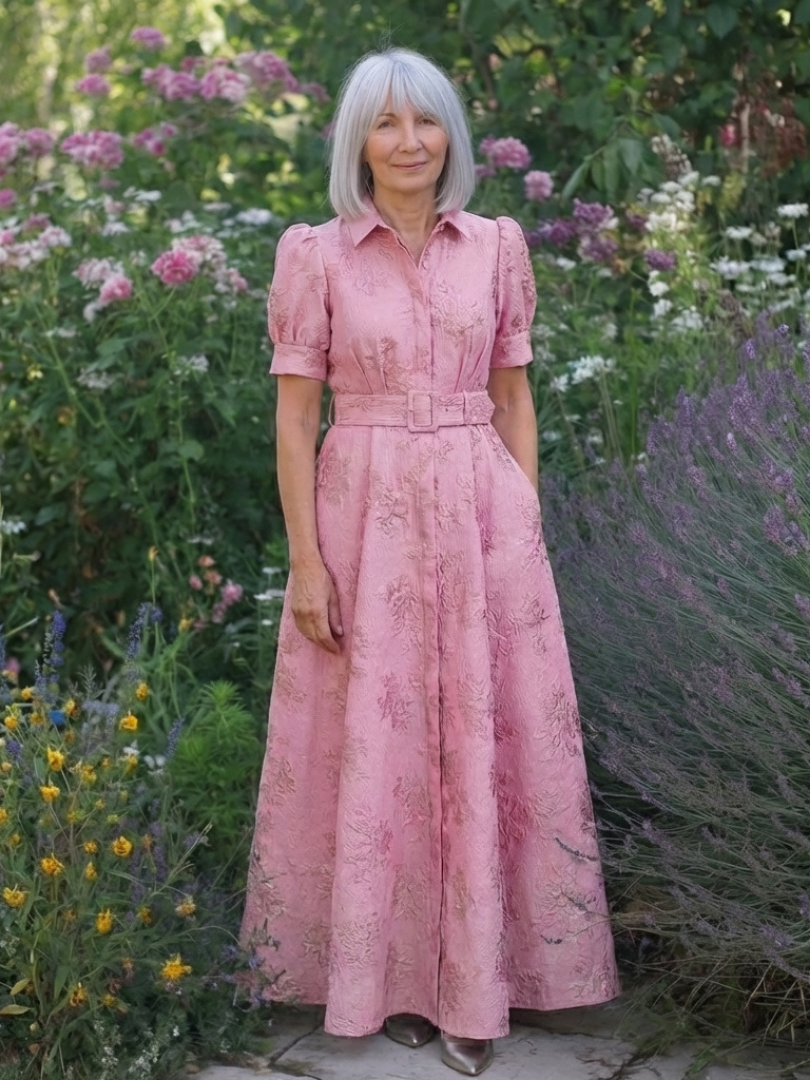 Xanthea | Cinched Floral Short-Sleeve Maxi Dress