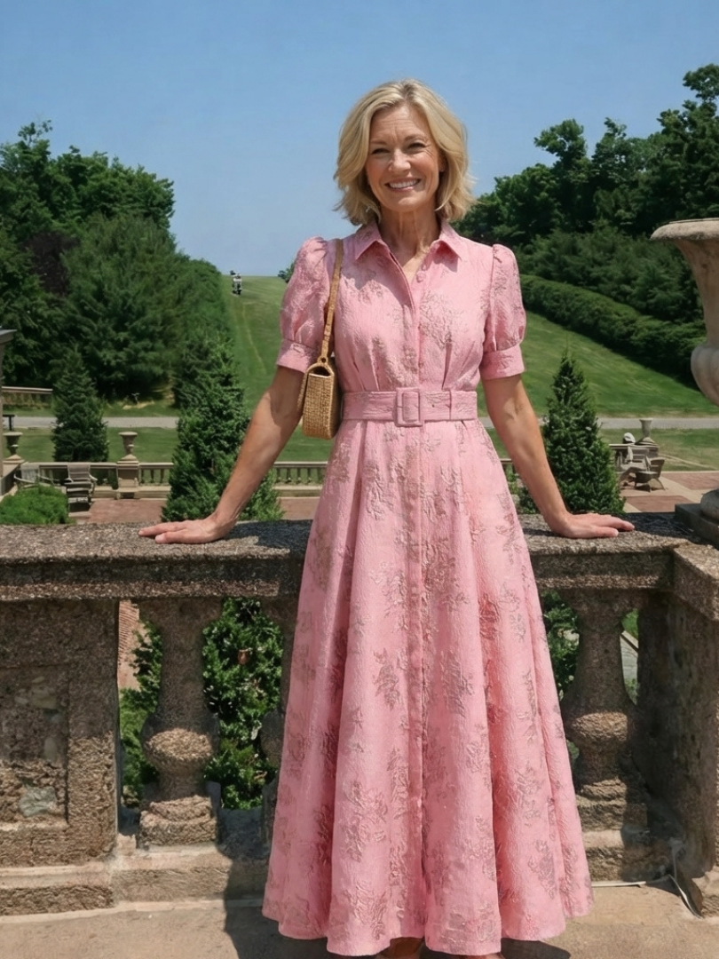 Xanthea | Cinched Floral Short-Sleeve Maxi Dress
