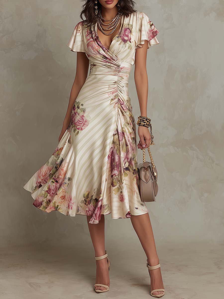 Alba | Elegant Floral Midi Dress