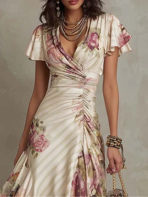 Alba | Elegant Floral Midi Dress
