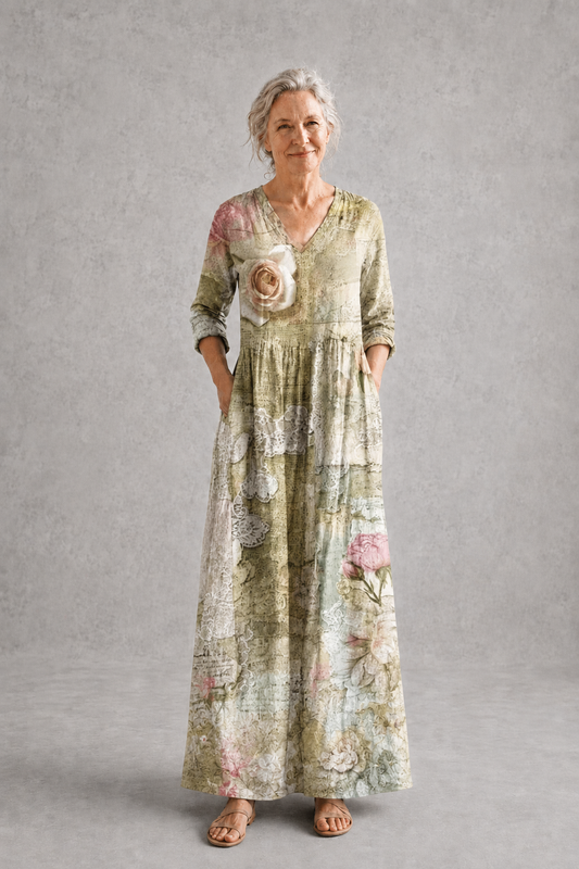 Fiona | Beige Floral Summer Dress