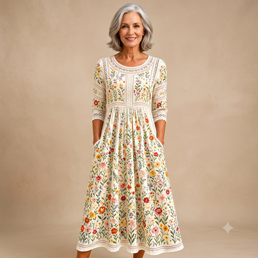 Wildflower Meadow Charm Midi Dress