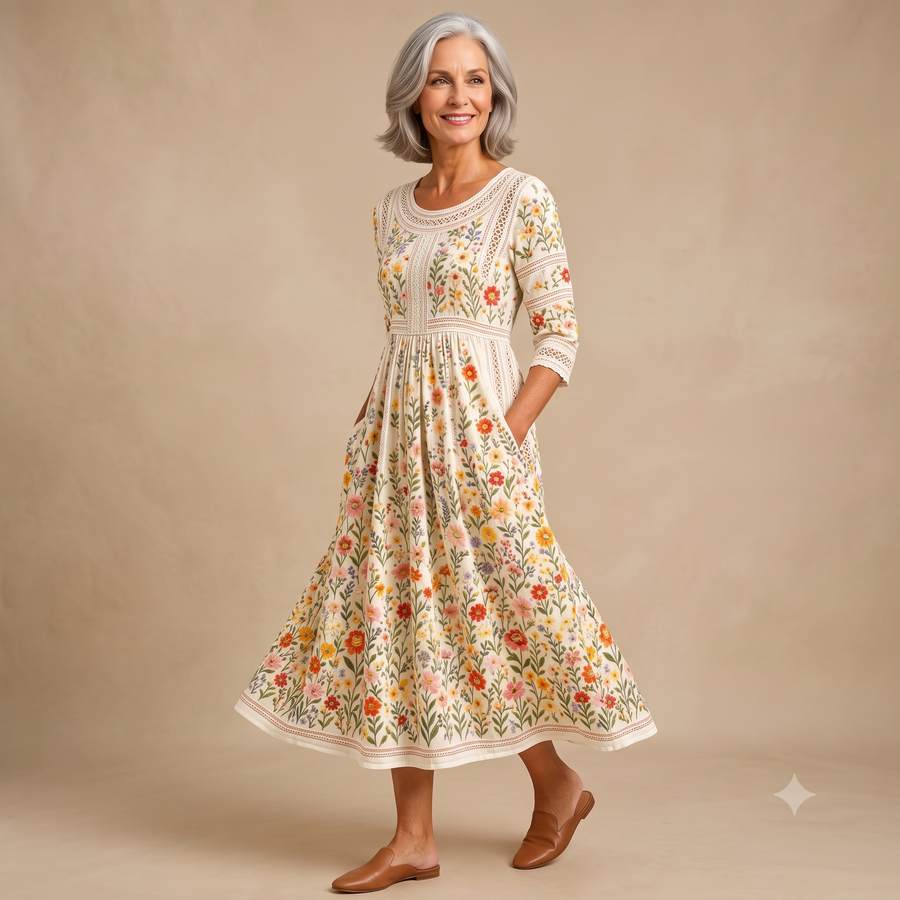 Wildflower Meadow Charm Midi Dress