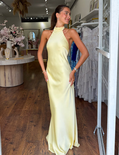Zeynep | Satin Halter Maxi Dress