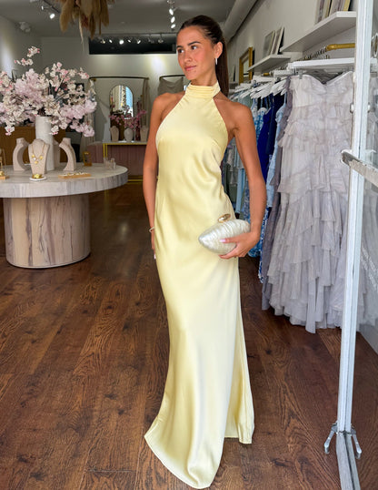Zeynep | Satin Halter Maxi Dress
