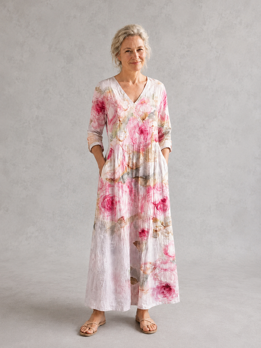Barbara | Pink Floral Summer Dress