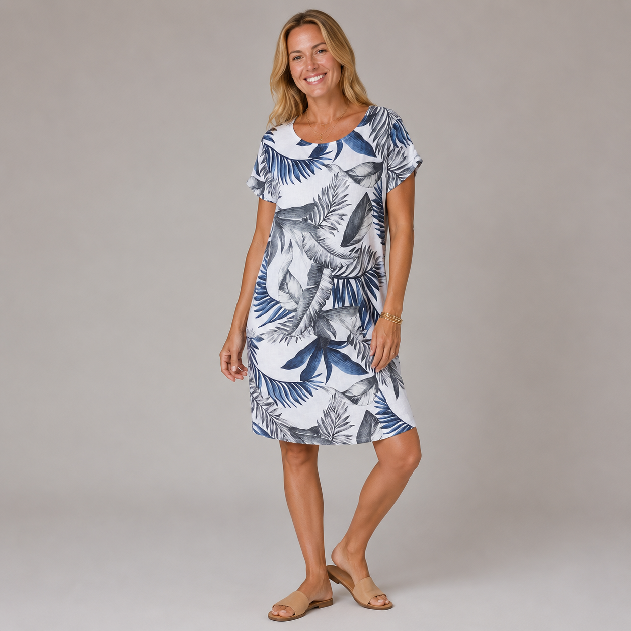 LORETTA | Tropical Print T-Shirt Dress