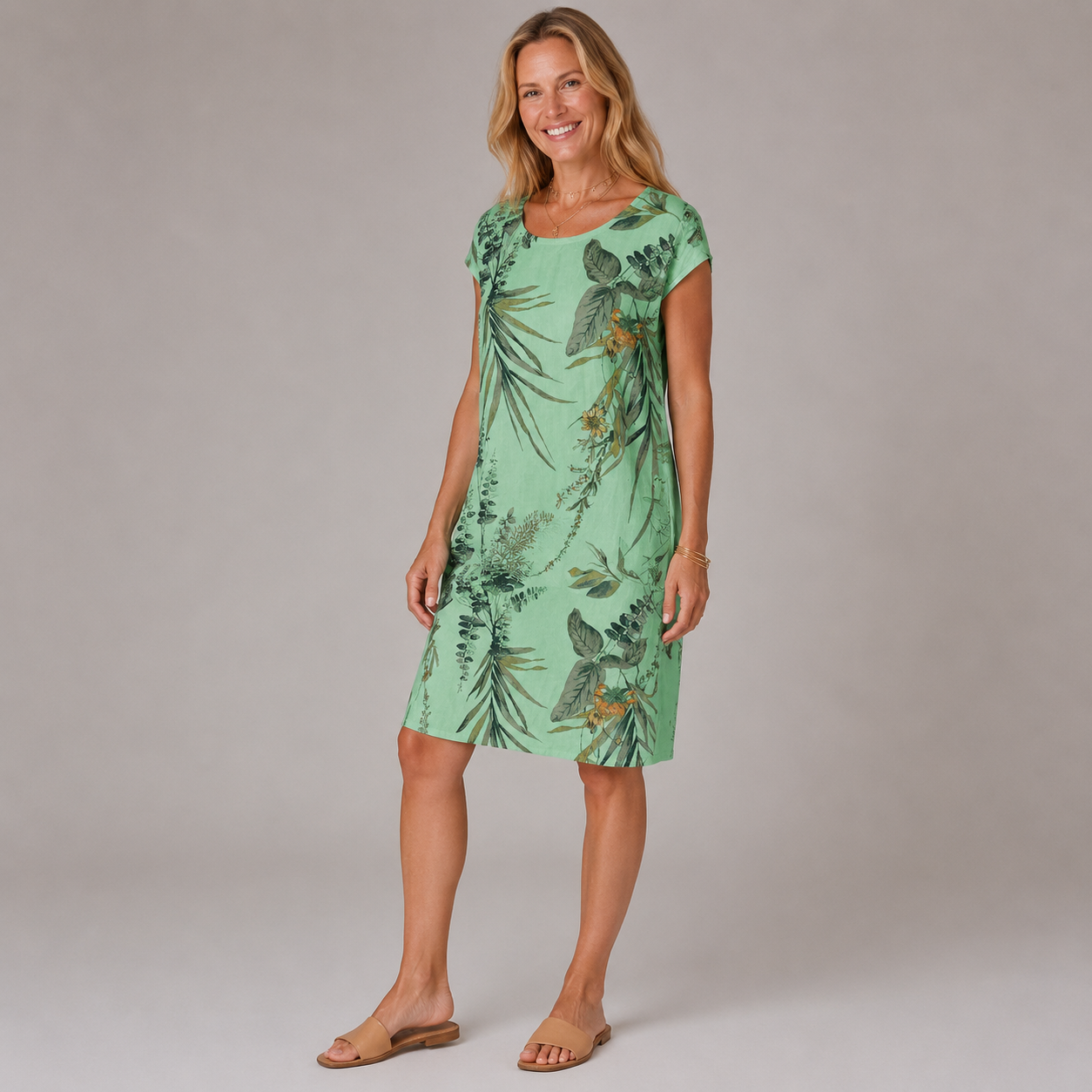 LORETTA | Tropical Print T-Shirt Dress