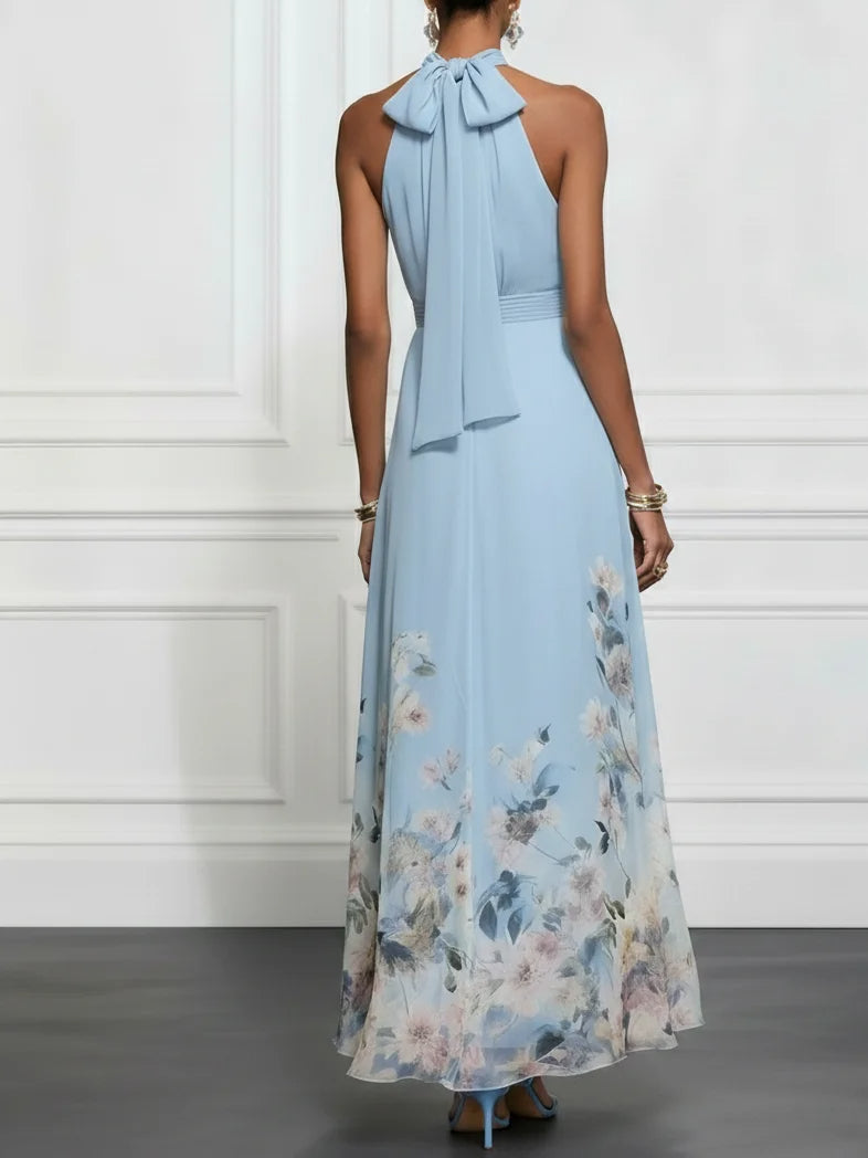 Kezia | Halterneck Floral A-Line Maxi Dress
