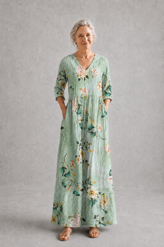 Maya | Green Floral Summer Dress