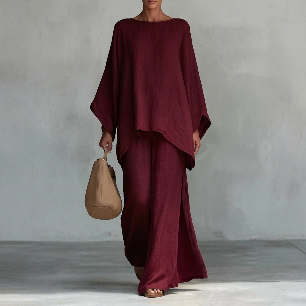Christine | Long-Sleeve Two-Piece Wide-Leg Pants Set