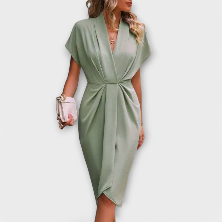 Serena | Elegant Comfortable Wrap Midi Dress - women's dress