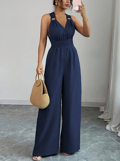 Wide-Leg Ring Detail Jumpsuit