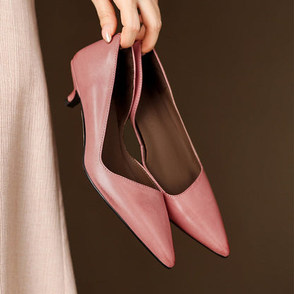 Orlisse Leather Kitten Heel Pumps