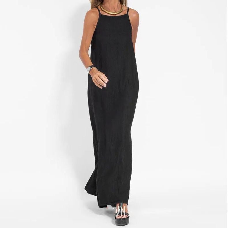 Nadine | Minimalist Strappy Slit Maxi Dress