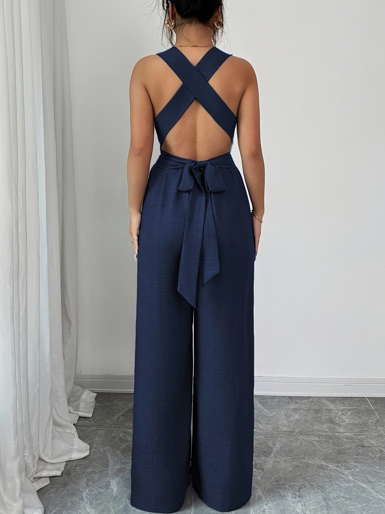 Wide-Leg Ring Detail Jumpsuit