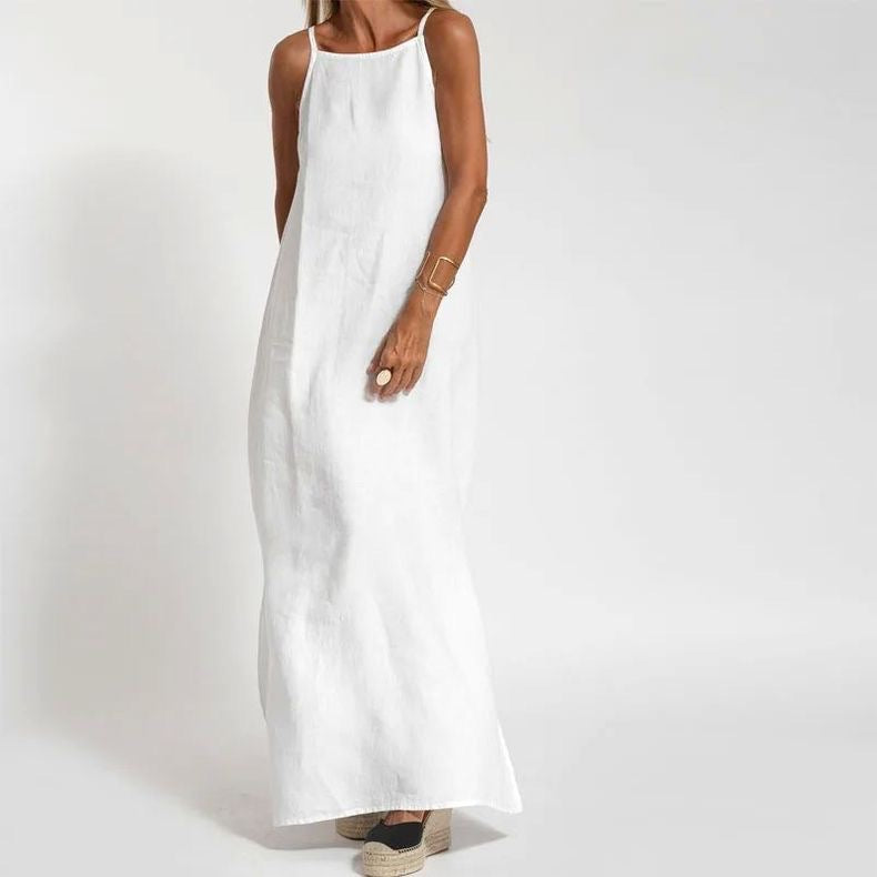 Nadine | Minimalist Strappy Slit Maxi Dress