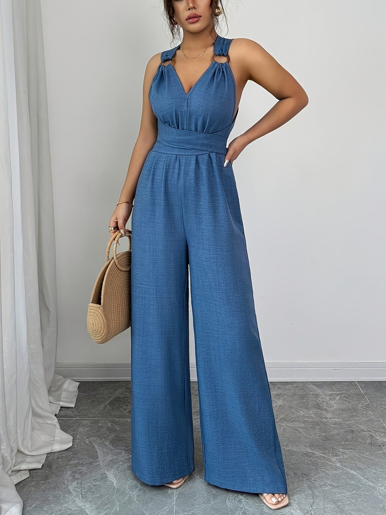 Wide-Leg Ring Detail Jumpsuit