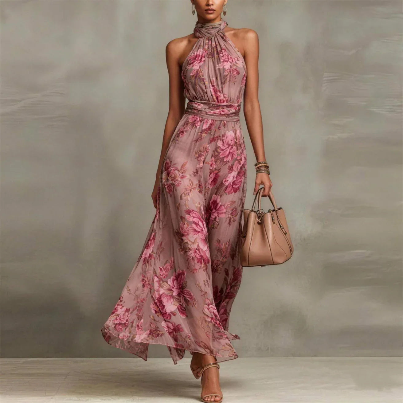 Vanna | Floral Halter Maxi Dress