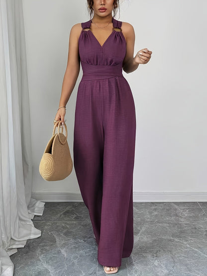 Wide-Leg Ring Detail Jumpsuit